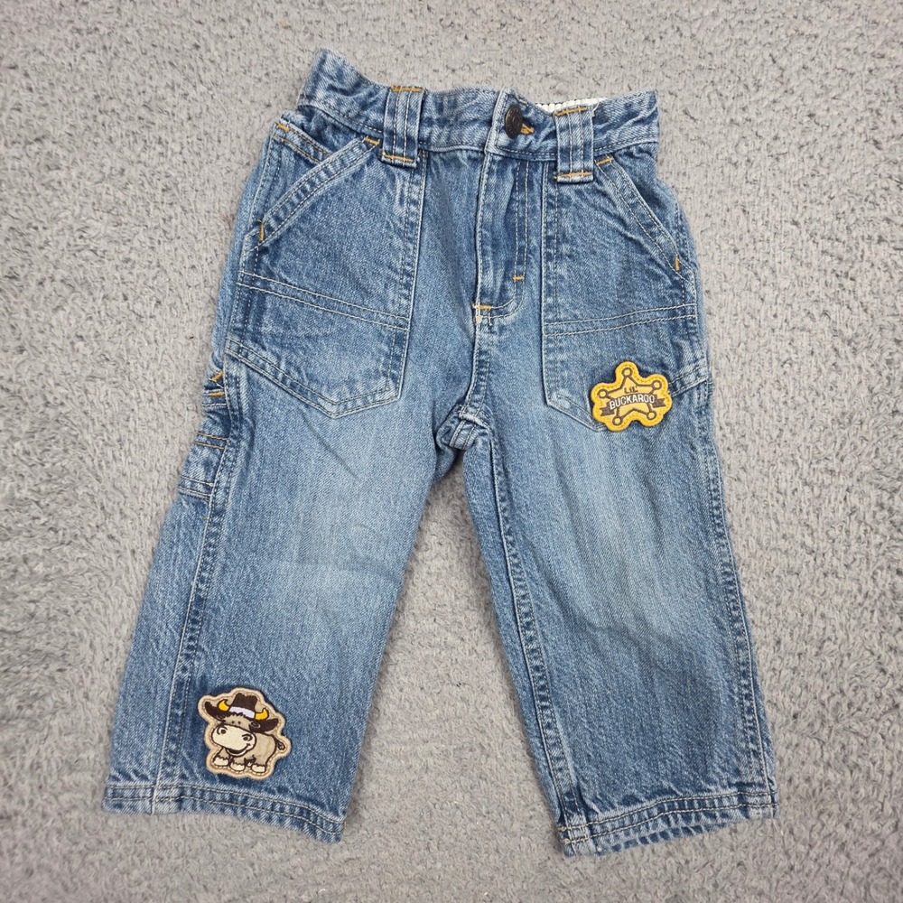 OshKosh B'gosh BTG Carpenter Jeans Toddler 18M Blue Western Cowboy Lil Buckaroo